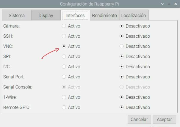 activar vnc raspberry pi