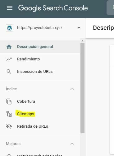 search console opcion sitemap