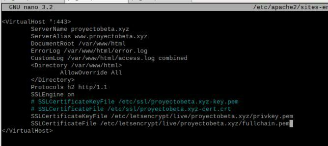 apuntar apache a certificado SSL