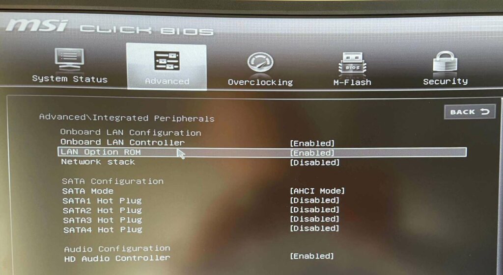 activar lan option wake on lan