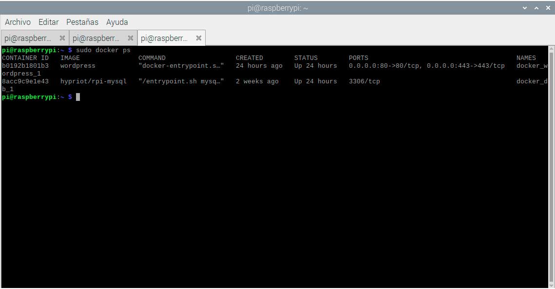 lista contenedores docker