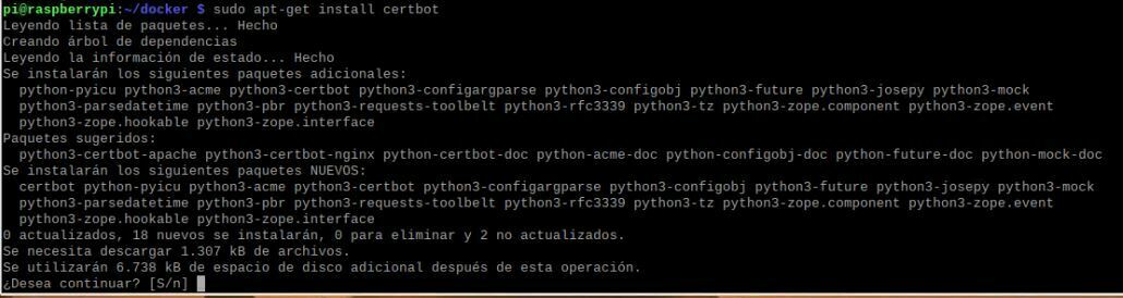 instalar certbot en raspberry