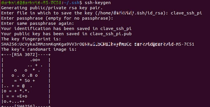 generando clave privada y publica ssh