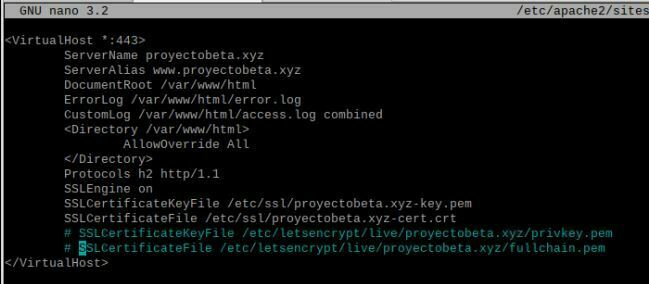 configuracion ruta SSL apache