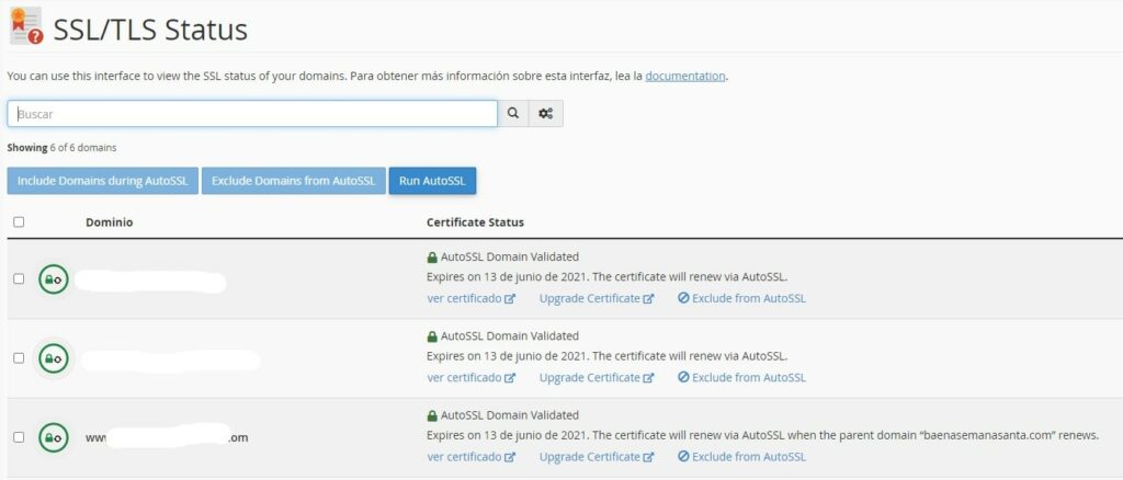 autoSSL cpanel status