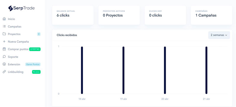 clicks en serp.trade para aumentar el ctr de la web