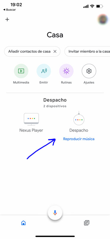 google home seleccionar dispositivo